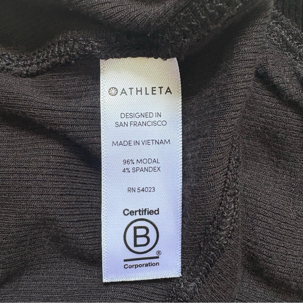 ATHLETA Black Ribbed Open Back Racerback Tank Top Modal XS Pilates - Picture 5 of 7